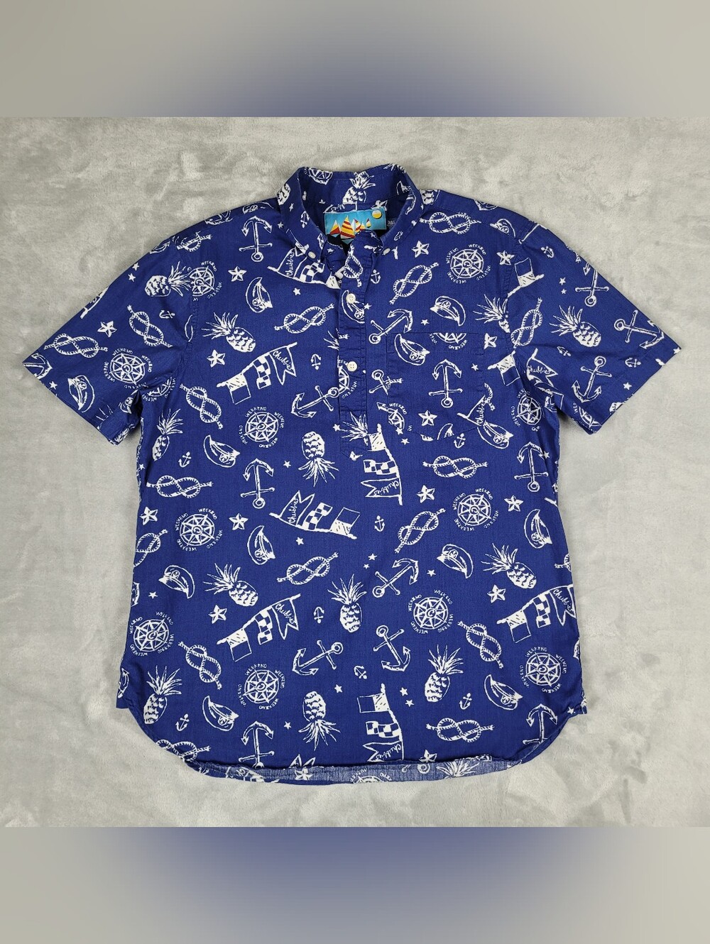 Chubbies Men's Shirt S Small Nautical Blue Short Sleeve Pineapple